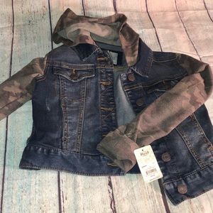 NWT Mudd Girls 7 camo Jean Denim Jacket with hood